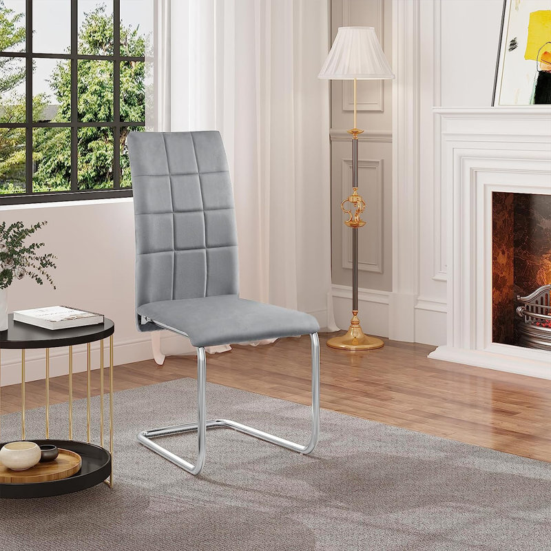 Bleskoski 46.5cm H Velvet Upholstered Full Back Cantilever Chair, Dark Grey