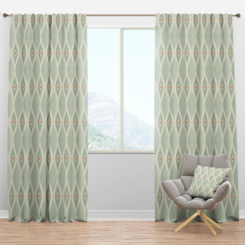 Panneau de rideau simple à passe-tringle Mid-Century Drops VII, l 52 po x L 120 po