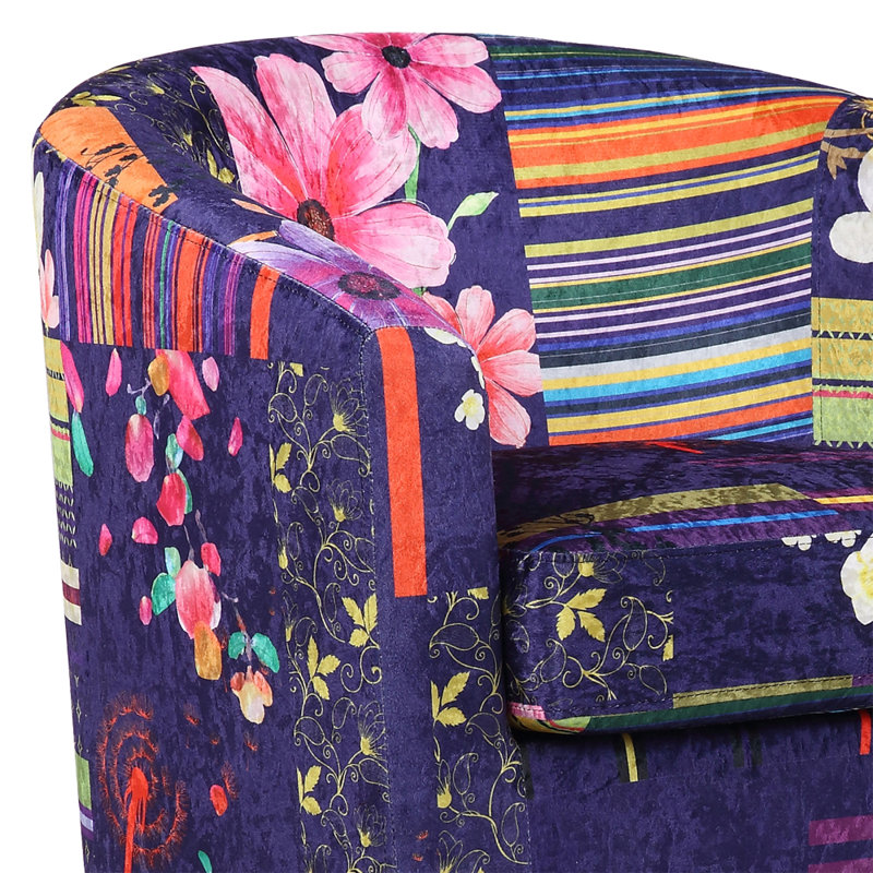 Angelice Multicoloured Patchwork Accent Tub Chair, Navy