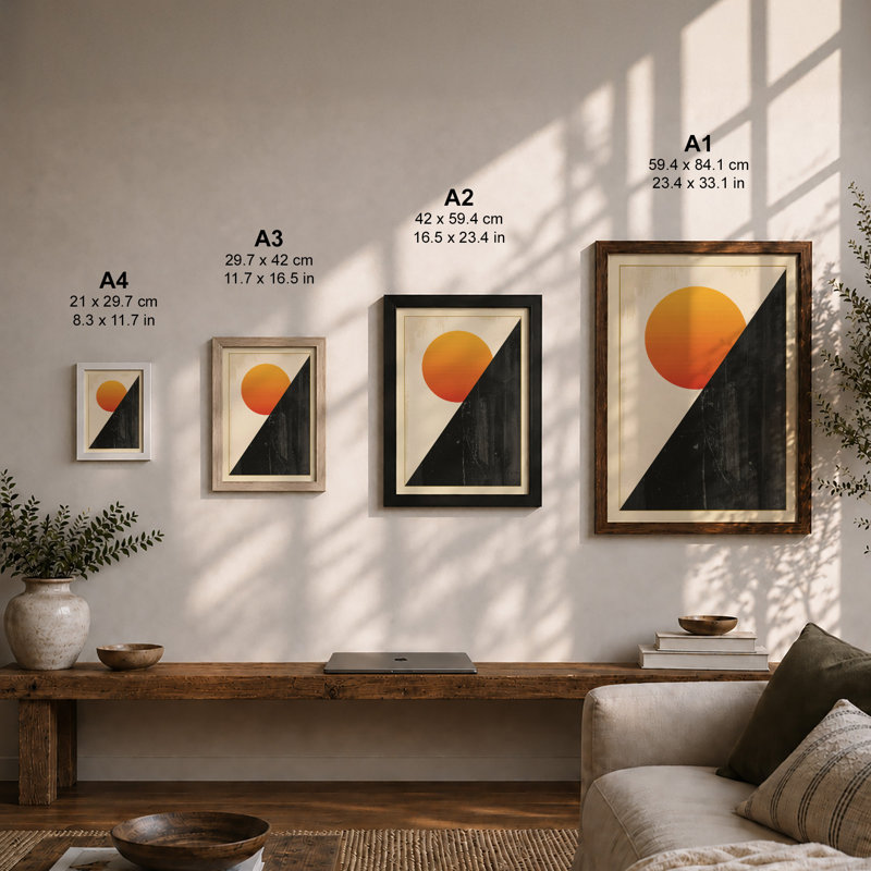 Sun Rising Minimalist - Print, A2 - 59.4 x 42.0 cm, Oak
