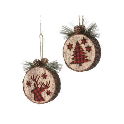 Ensemble d’ornements suspendus en forme d’arbre de noël et de cerf 2 pièces