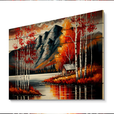 Clarkton Cabin By The Lake In Autumn I - impression sans cadre sur bois