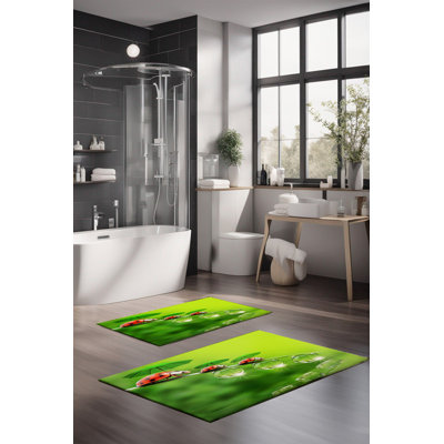 Ensemble de tapis de bain de luxe Eakly (2 pièces), 100% polyester, 16,0 x 23,6 pouces et 23,6 x 39,4 pouces | Conception antibactérienne antidérapante, hauteur de poils de 0,3 po | Lavable à la machine, durable et facile à nettoyer | Idéal pour la décoration de salle de bain