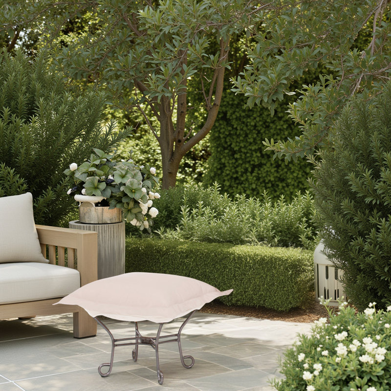Repose-pieds avec coussin sunbrella Misayo, Titane, Sable paysage marin
