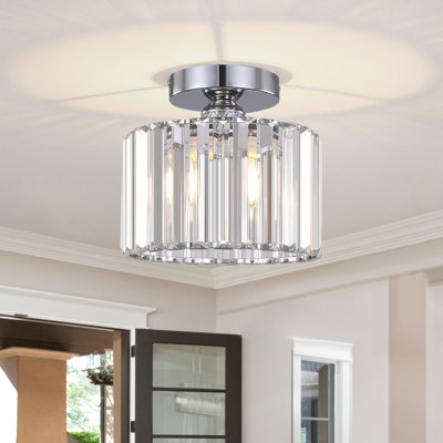 Plafonnier semi-encastré Deralyn, plafonnier moderne en cristal, petit plafonnier près du salon, de la chambre, du couloir, de la salle de bain, de la cuisine, de l'entrée et de la base E26