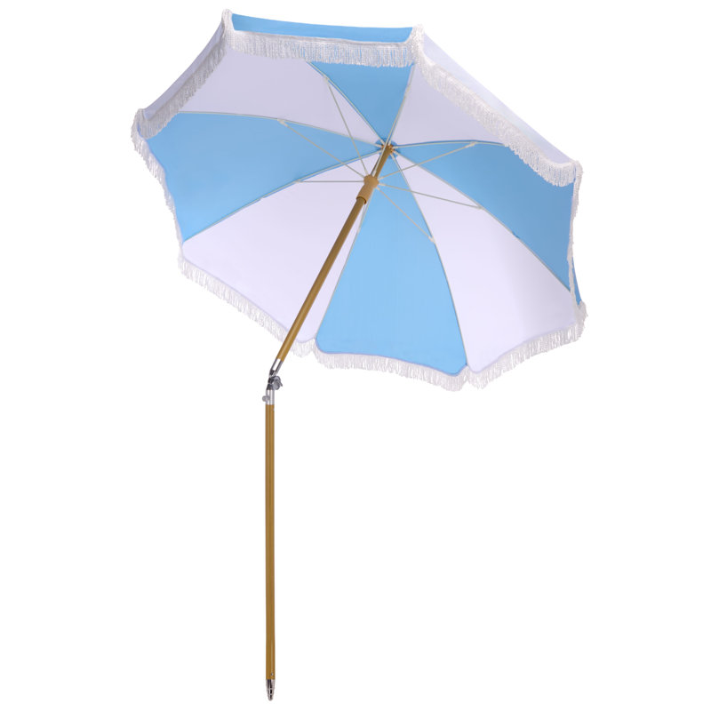 Parasol de plage 6,5 pi Gallo, Rayures bleu bébé