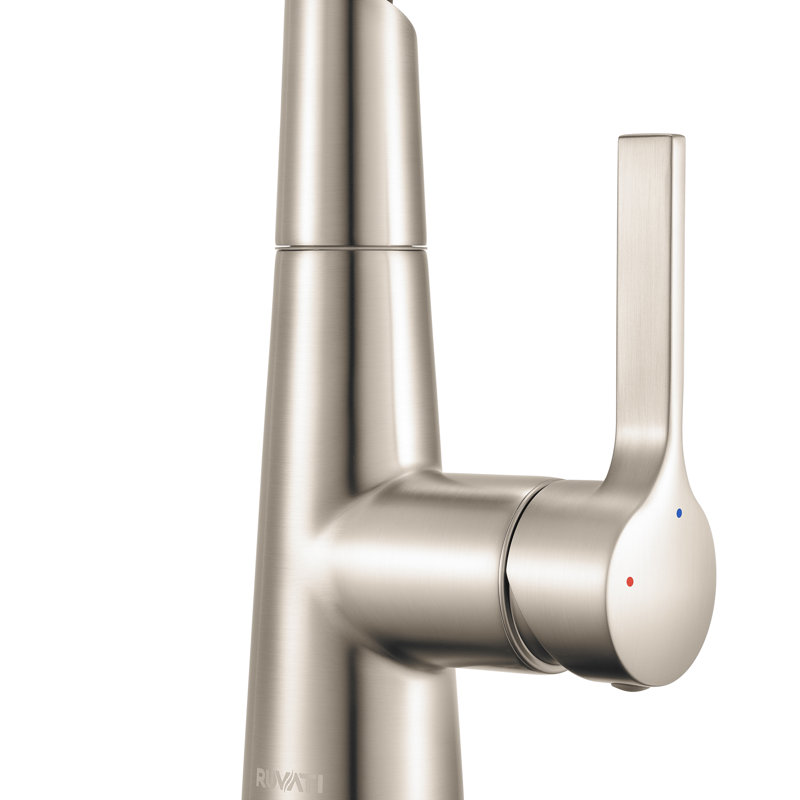 Ruvati Carina Single Handle Flexible Soft Hose Sprayer Kitchen Faucet in Stainless Steel and Black