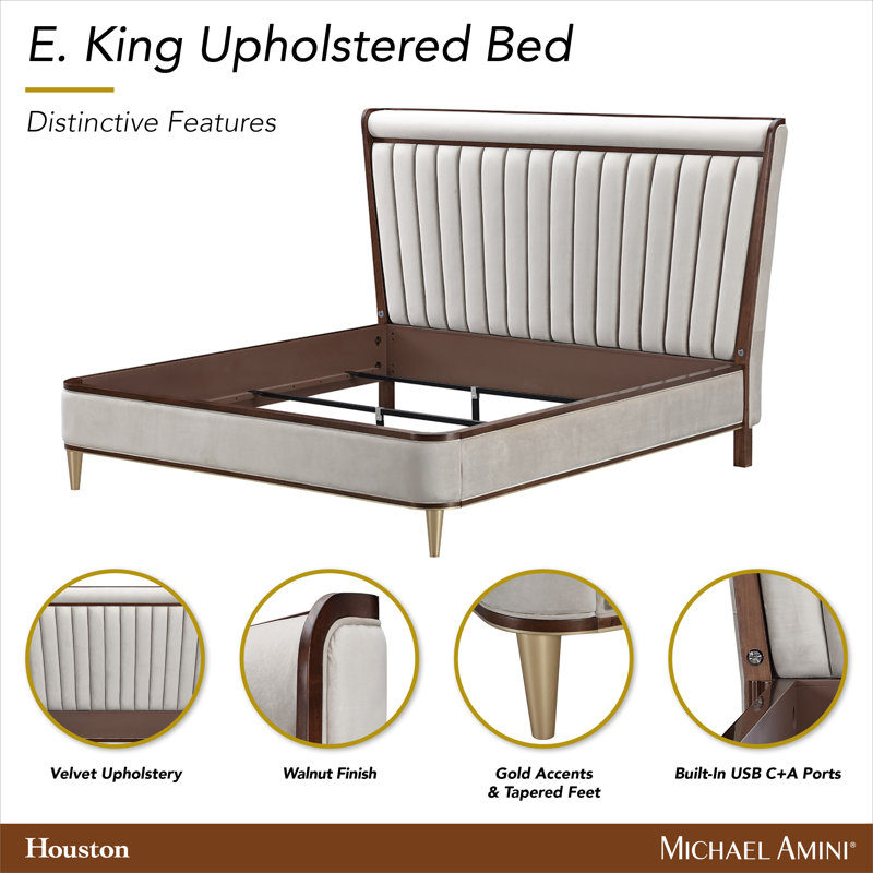 Houston Eastern King Channel Tufted Panel Bed - Walnut