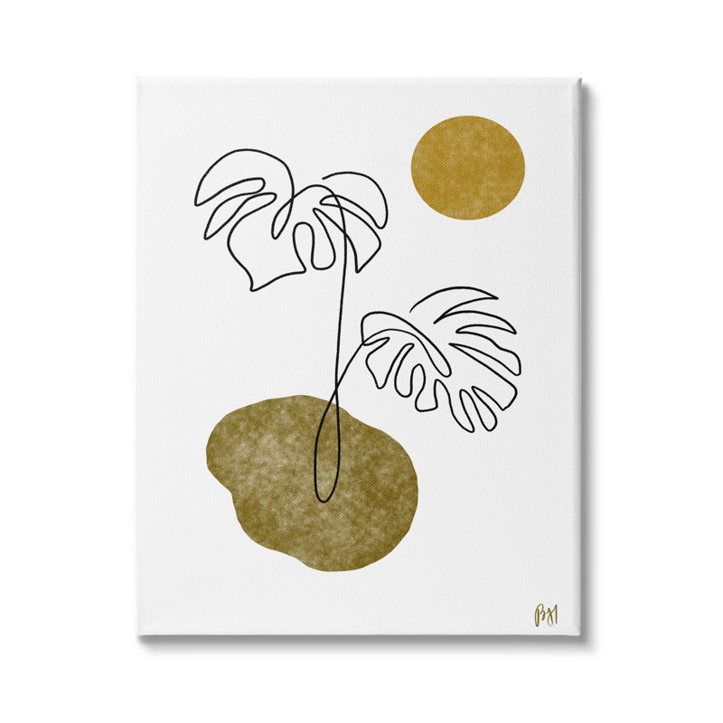 «Tropical Monstera Palms», dessin abstrait de ciel désert noir, estampe numérique, art texturé par Birch & Ink