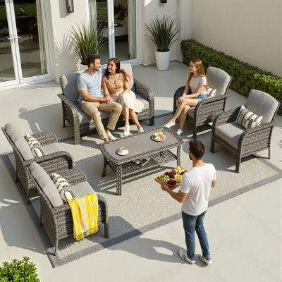6 Piece Sofa Seating Group with Cushions
