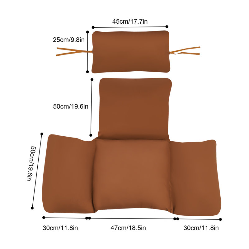Coussin de siège / dossier extérieur 1 pièce avec coussin de panier suspendu, Café