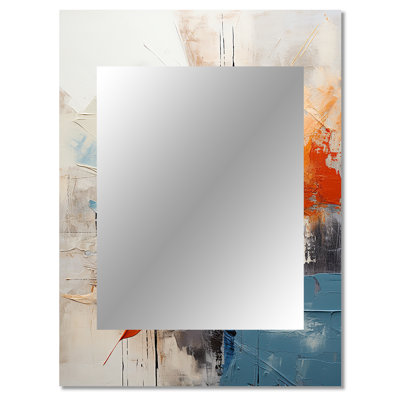 Orange Abstract tile mosiac charm - Tile Large Wall Mirror, Modern Decorative Mirror, Printed Metal Art