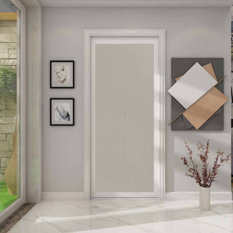 Porte pliante à panneaux en bois et en PVC/vinyle pour l’intérieur studio, l 30 po x H 80,5 po, Blanc