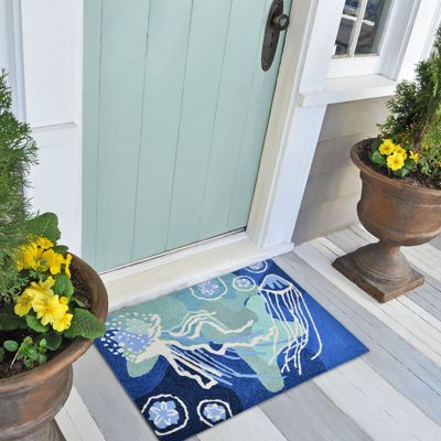 Tapis bleu crocheté à la main Vogt