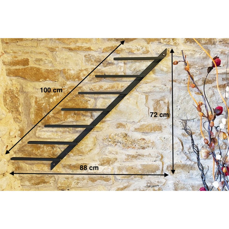 Isla 7 Bottle Wall Mounted Wine Bottle Rack Black