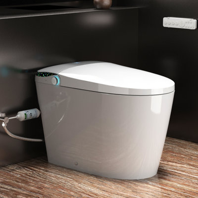 Los Flexi E6 Starry Ambient Light Smart Bidet Toilet, Built-In Tank, Auto Open/Close Lid, Auto Flush, Foot-Sensor & Backup Flush, UV Nozzle Light, Instant Warm Water Wash, Heated Seat, Warm Air Dryer, Remote, 1.28 GPF, Elongated Bowl, 12-in Rough-In