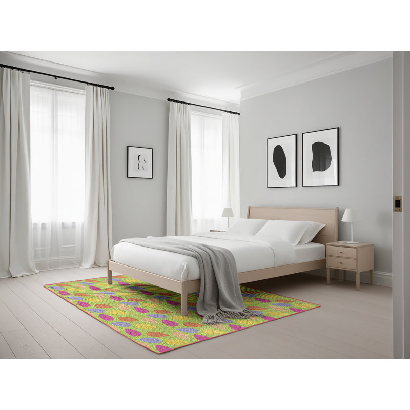 Tapis vert/violet/jaune, Rectangle 5 pi x 7 pi