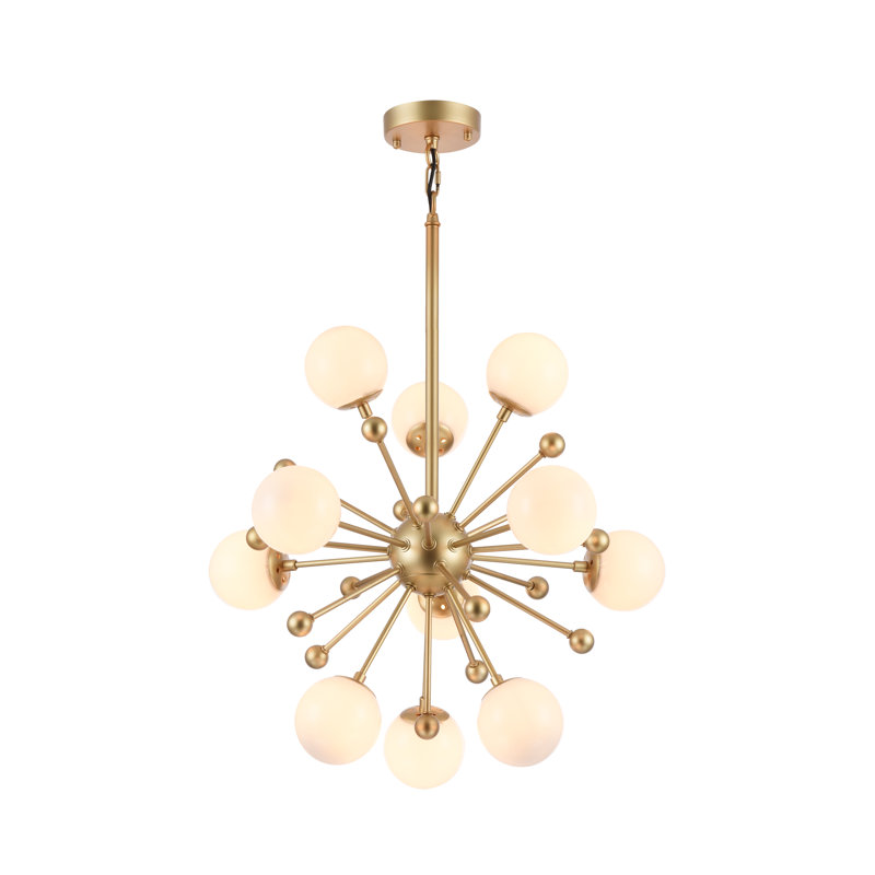 Transitional 11 Light Gold Globe Sputnik Chandelier