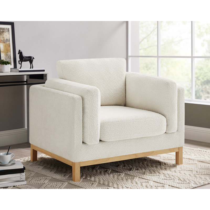 Fauteuil d'appoint surdimensionné 41,34 po Chanequa, Boucle blanc