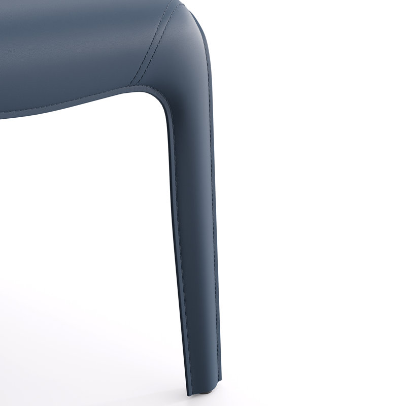 Fully Assembled Saddle Leather Dining Chair, Blue