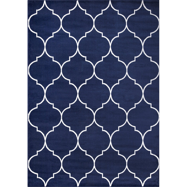 Arianie Morocco Trellis Navy Area Rug