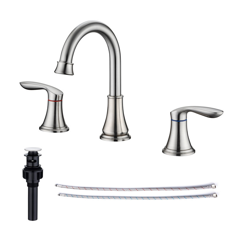 2-handle Bathroom Faucet with Drain Assembly, Brushed Nickel