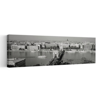 Pont à chaînes au-dessus du Danube, Budapest, Hongrie, art contemporain abstrait, art mural de la ville