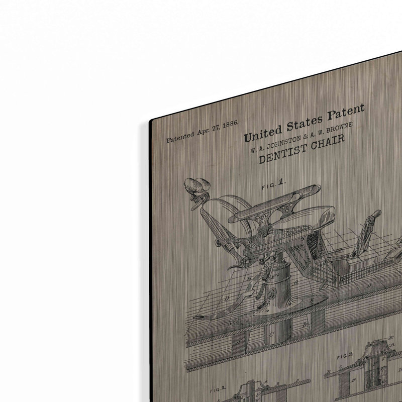 «Dentist Chair Blueprint Brevet Parchment», art mural, H 16 po x l 12 po