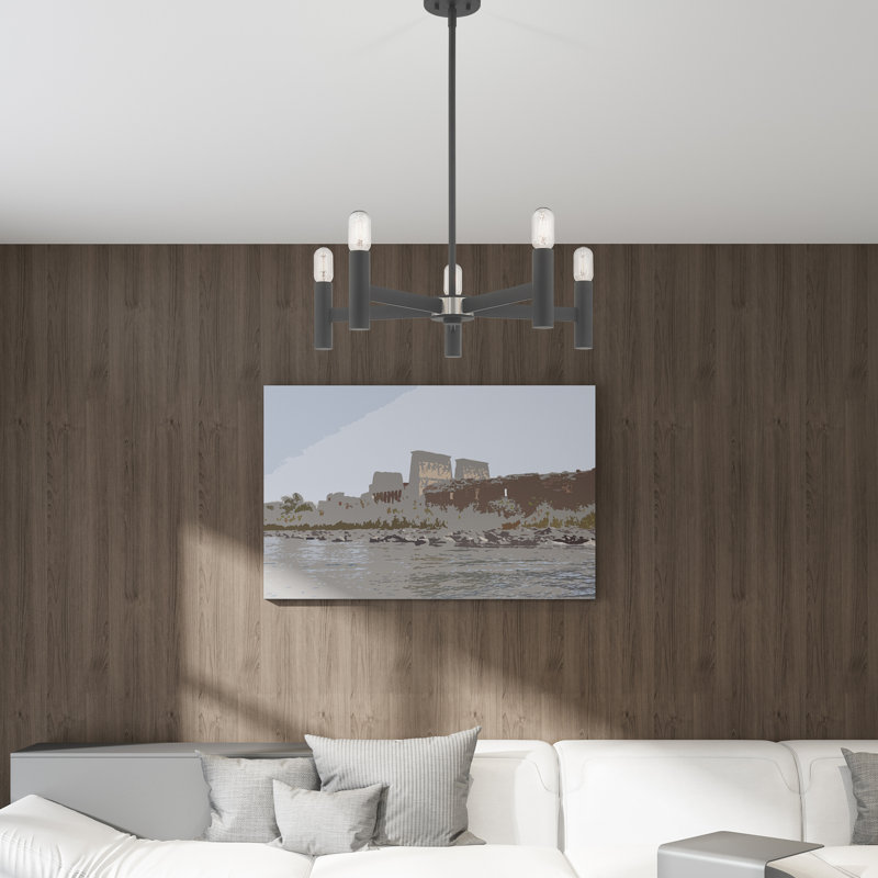 Martella 5-Light Chandelier, Gris scandinave, H 6 po x l 25 po x P 25 po
