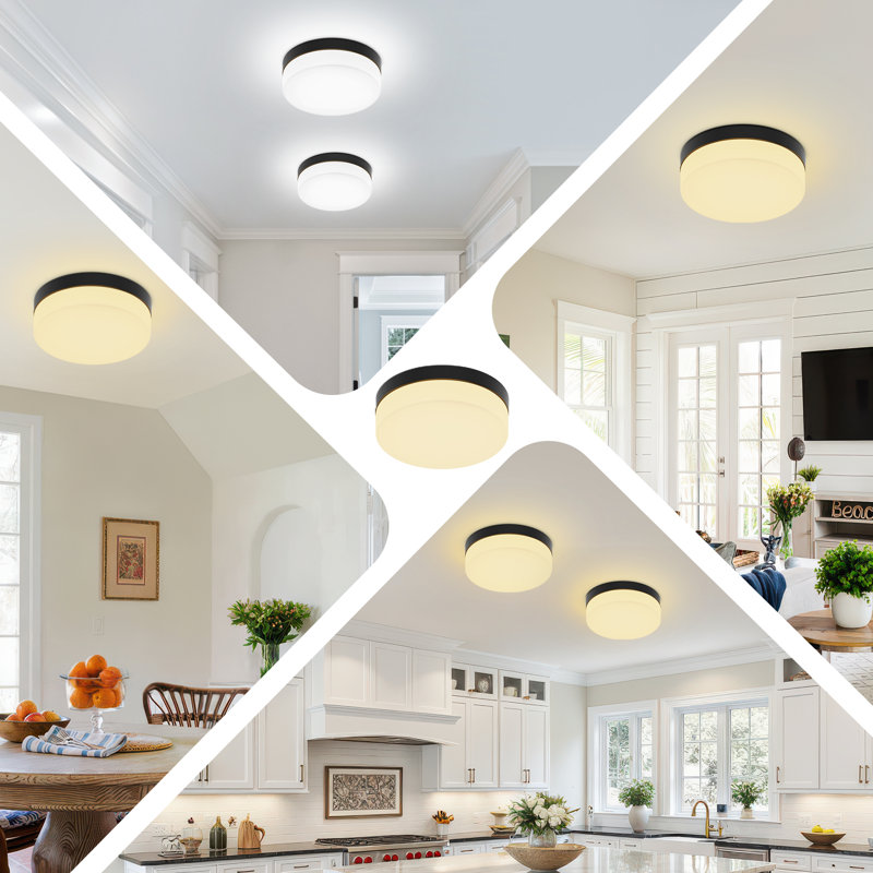 11.2" Round Led Flush Mount Ceiling Light, 5-cct Adjustable, Minimalist Black Lighting Fixture For Kitchen, Bedroom, Living Room, Entryway & Hallway