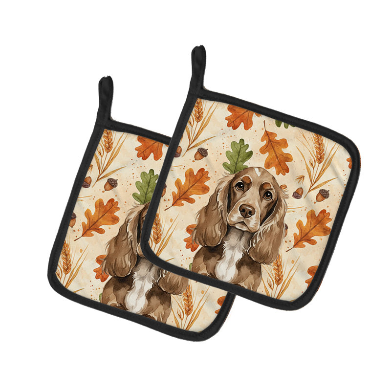 Paire de supports à casseroles chocolat Cocker Spaniel
