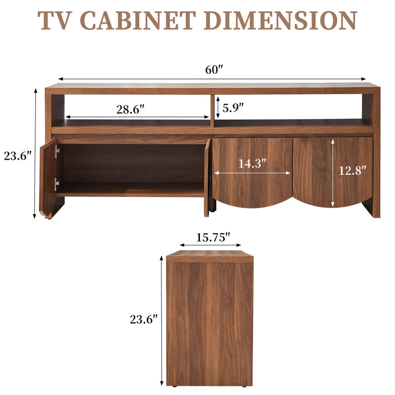 60" TV Stand with Storage, Brown