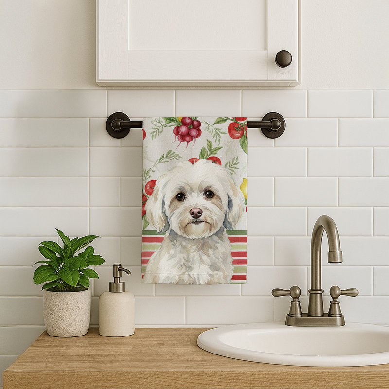 White Havanese Vegetables Kitchen Towel, White Havanese