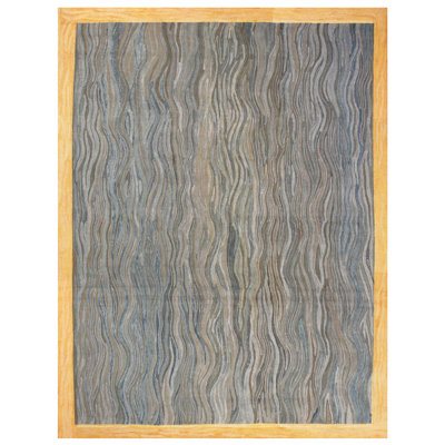 American Hooked Wool Abstract Area Rug