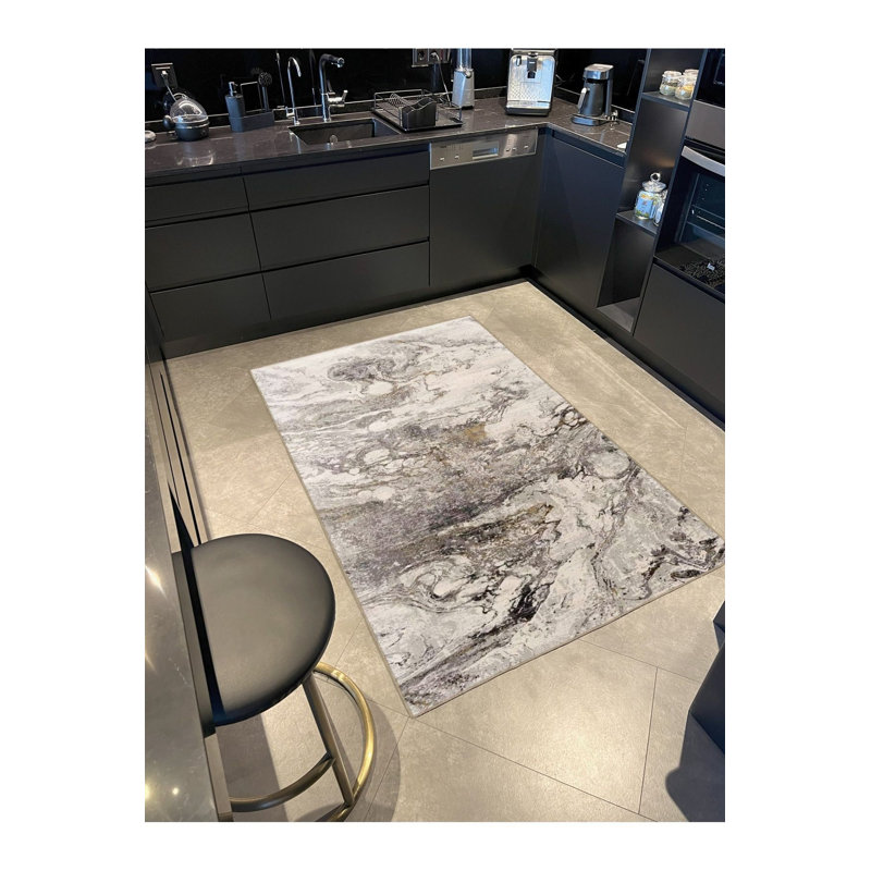 Tapis décoratif lavable Marble, Sous-tapis carré 3 pi 3 po inclus