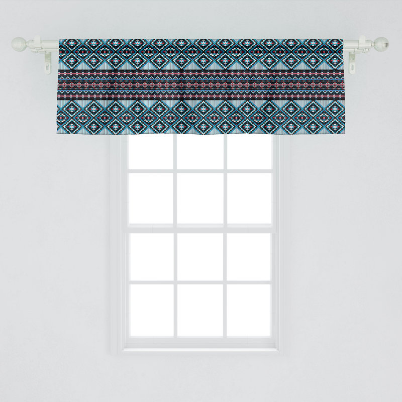 Ensemble de 2 cantonnières géométriques bleu marine Ambesonne Aztec, L 54 po x L 12 po