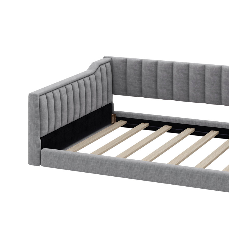 Lit de jour confortable avec poches de rangement latérales pratiques, Lit simple, Gris