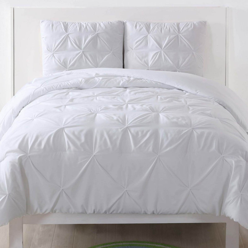 White Pintuck Twin XL Jersey Bedspread Cover Set