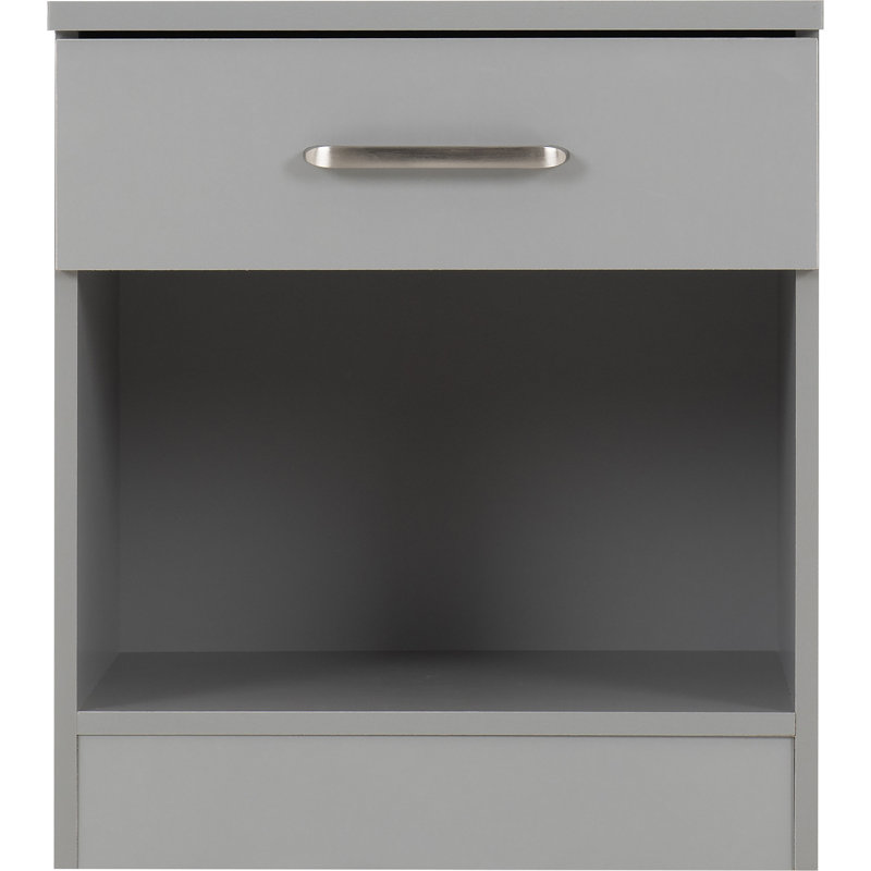 Sumrah 40cm W Manufactured Wood Bedside Table, Light Grey