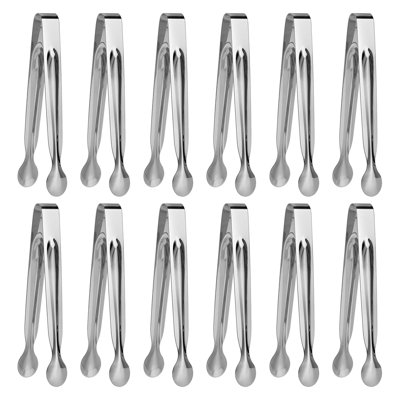12 PCS 6 Inch Small Stainless Steel Serving Tongs Ice Sugar Appetizer Kitchen Tiny Tongs
