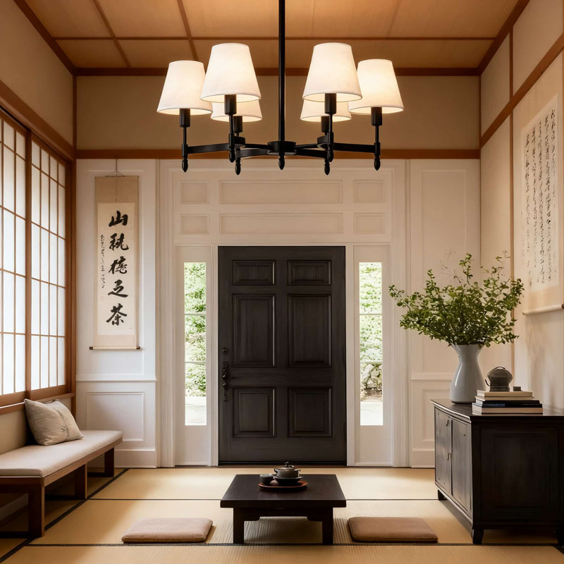 Luminaire suspendu de style campagnard moderne à 6 lumières avec hauteur réglable pour la salle à manger, la cuisine, le salon, le vestibule et la chambre à coucher