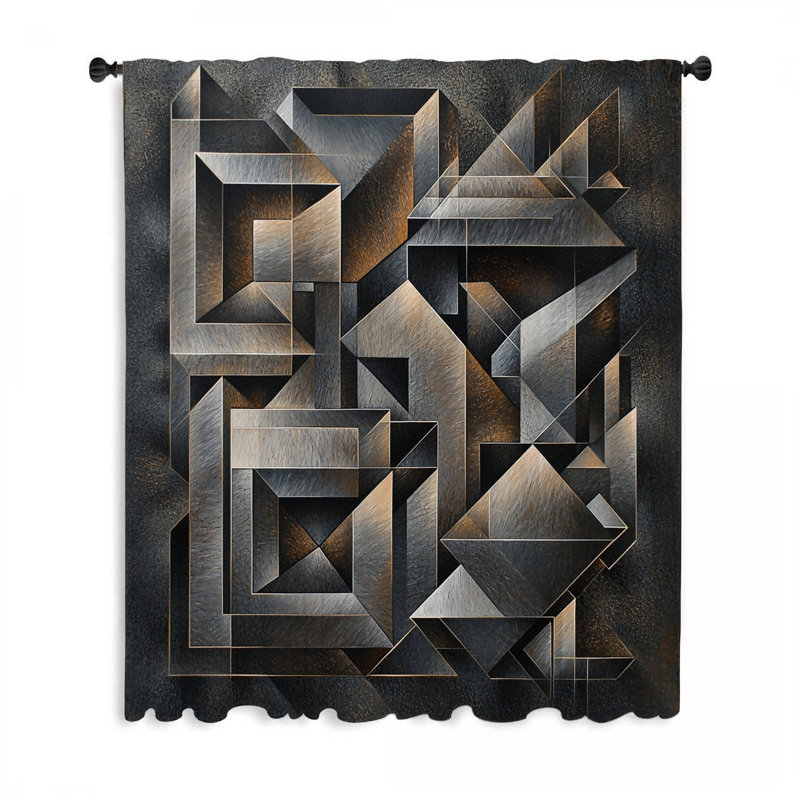 Rideaux géométriques, voilages abstraits et voilages géométriques - 1 panneau, L 50 po x L 84 po