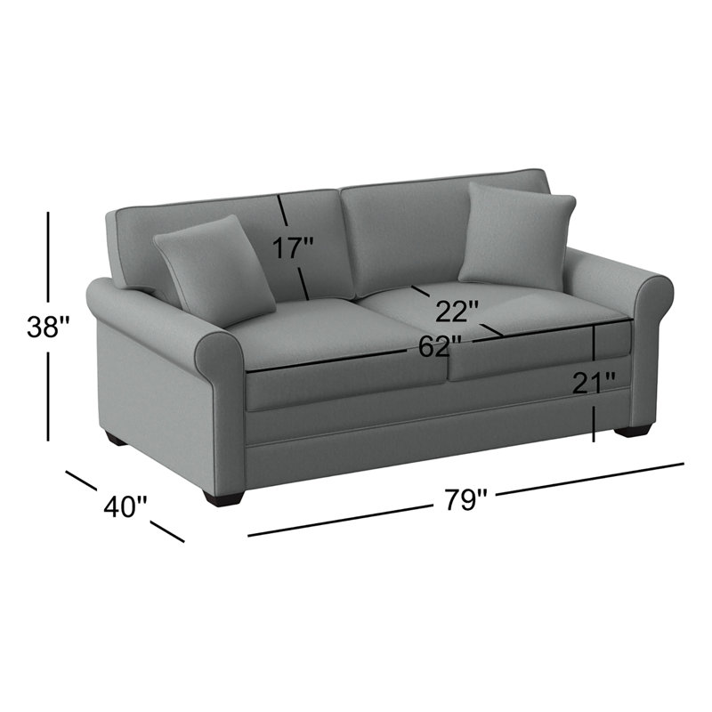 Bedford Upholstered 79'' Sofa, Honey Finish, Light Blue and White Stripe; 0256-54