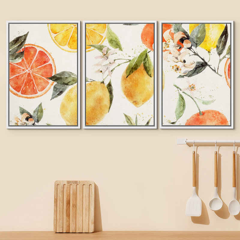 Pastel, citron, orange, agrumes, nourriture, cuisine, cuisson, illustrations, art moderne, décoration, H 24 po x l 48 po
