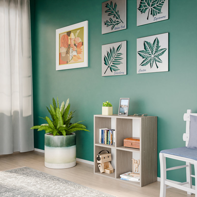 Bibliothèque décorative en bois massif 6 cubes Ariana 7,2, (2 tablettes) H 28,37 po x l 28 po x P 11,81 po, Beige