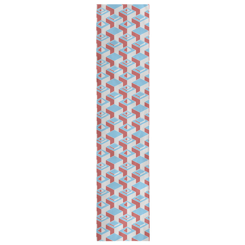 Chemin de table Classic Skyscrapers, 16 po x 90 po, Bleu sarcelle / rouge