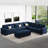 Shavera 7 - Piece Velvet Upholstered Sectional Sofa Large L shaped Livingroom Couch with Storage Ottoman-194781881