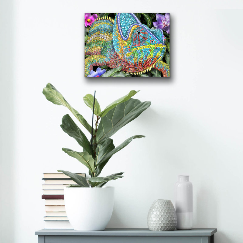 «Chameleon 2» par Tim Jeffs, art mural acrylique, 16 po x 12 po
