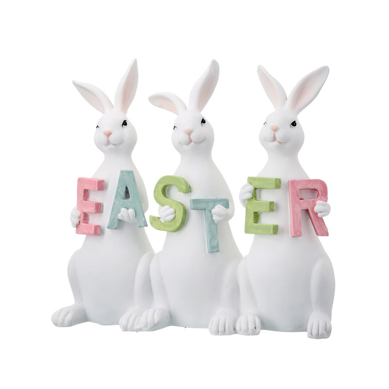 Resin Triple Bunny Welcome Sign