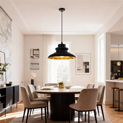 Luminaire suspendu moderne avec longueur réglable et finition résistante à la rouille - noir